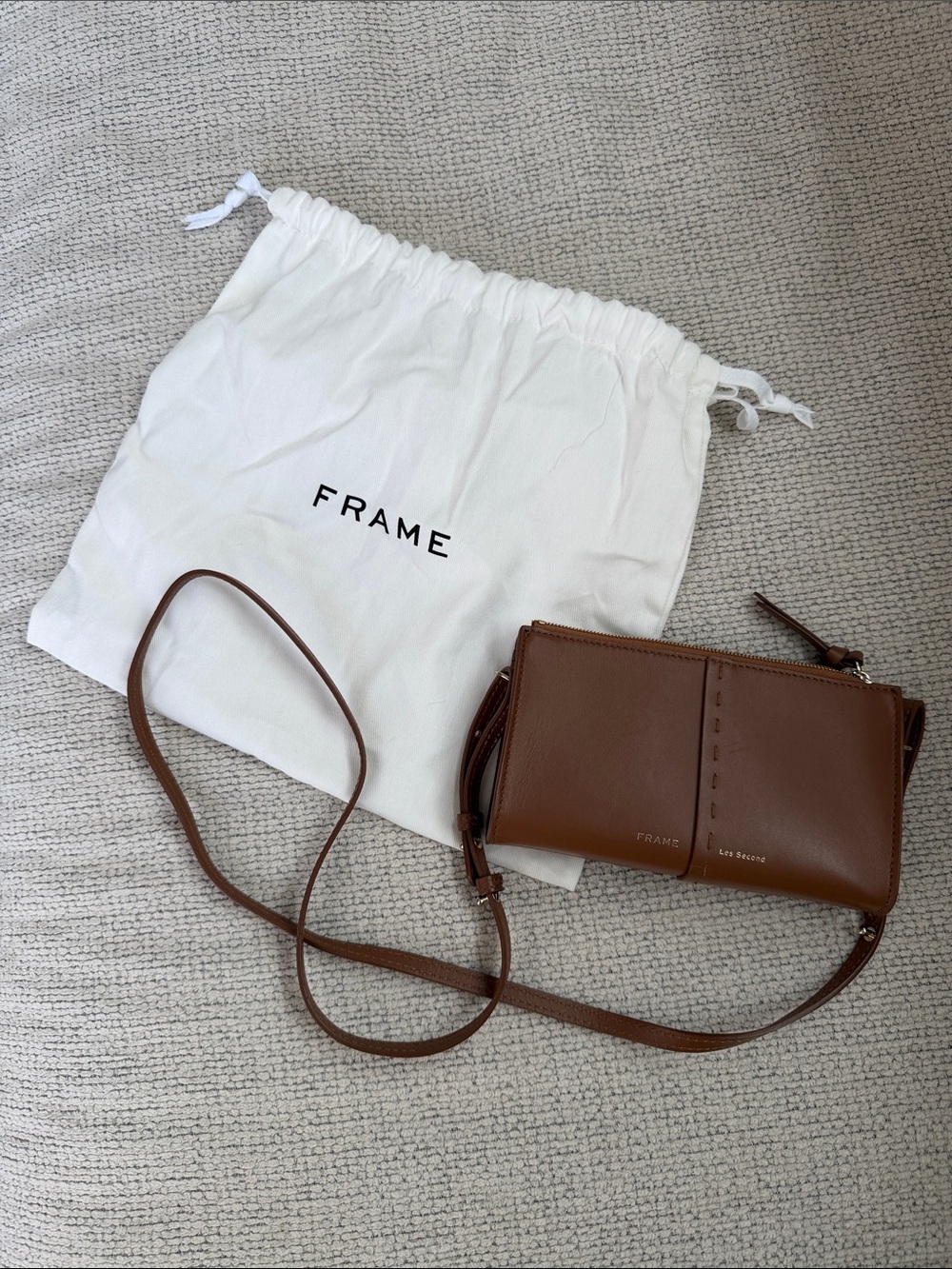 FRAME Classic Leather Les Second Dark Brown Crossbody Wallet Bag Purse